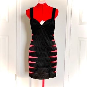 H&M fitted black dress with bright stripes